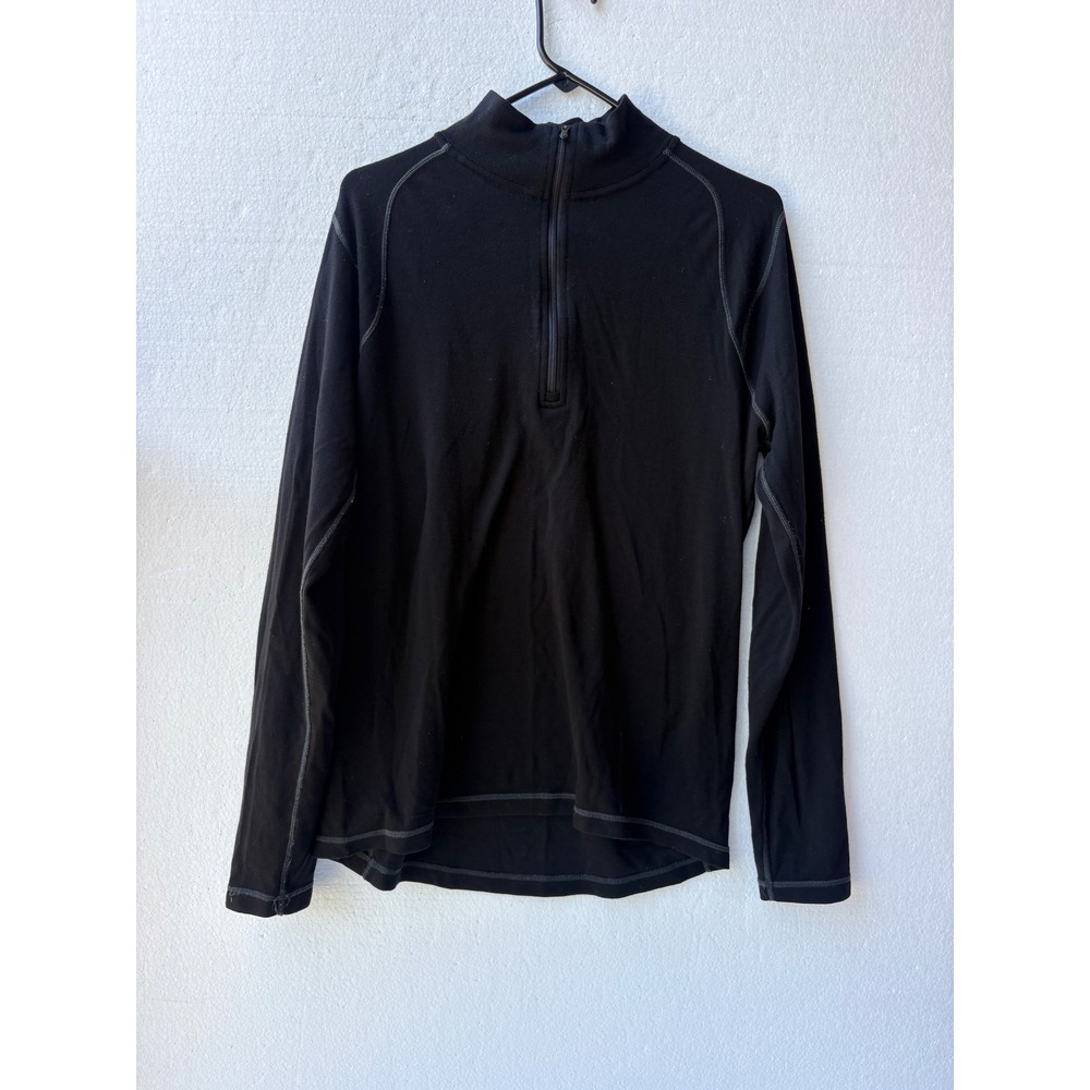Smartwool‎ 100% Merino Wool Quarter Zip Base Layer Pullover Top Hiking Black